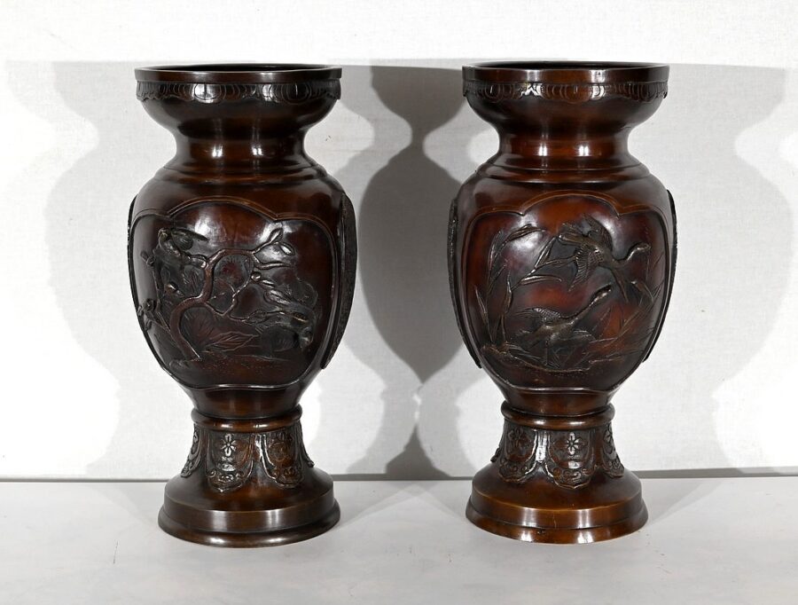 Paire de Vases en Bronze, style Asiatique – XXe