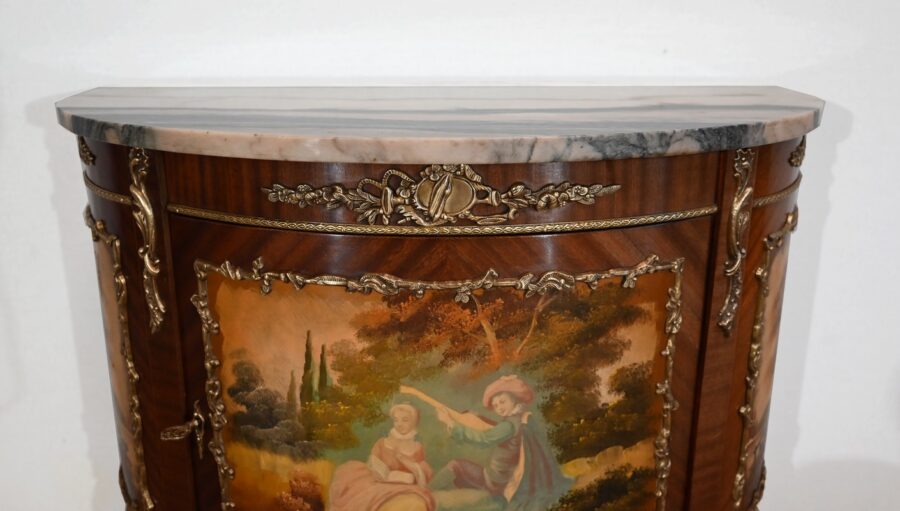 Buffet-Commode Demi-Lune en Acajou, Transition Louis XV / Louis XVI – 1ère Partie du XXe – Image 6