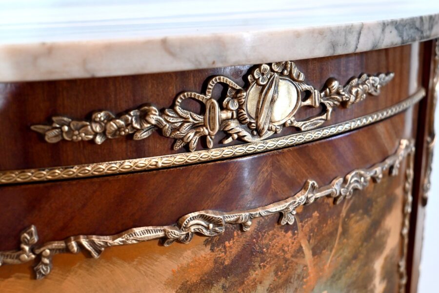 Buffet-Commode Demi-Lune en Acajou, Transition Louis XV / Louis XVI – 1ère Partie du XXe – Image 8