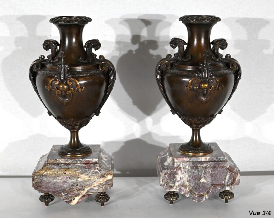 Garniture de Cheminée en Marbre et Bronze – Fin XIXe – Image 37
