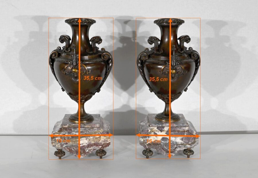 Garniture de Cheminée en Marbre et Bronze – Fin XIXe – Image 41