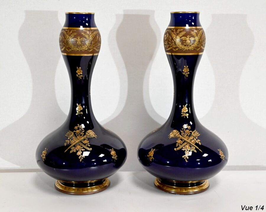 Paire de Vases en Faïence Fine, Jaget & Pinon – Début XXe – Image 4