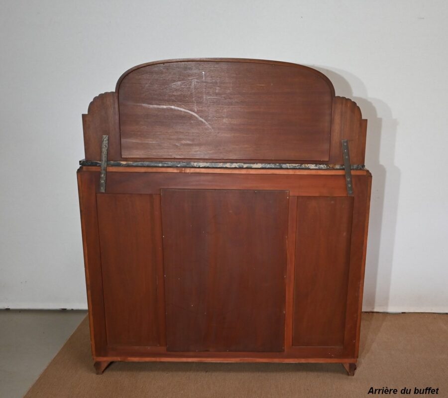 Buffet Vitrine en placage Loupe de Thuya et Marbre Noir, Maison Stourm – 1940 – Image 23