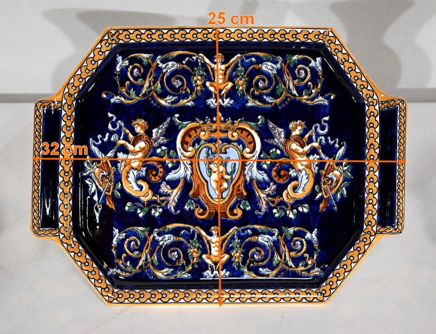 Plateau et Vases en Faïence de Gien, style Renaissance – Début XXe – Image 17