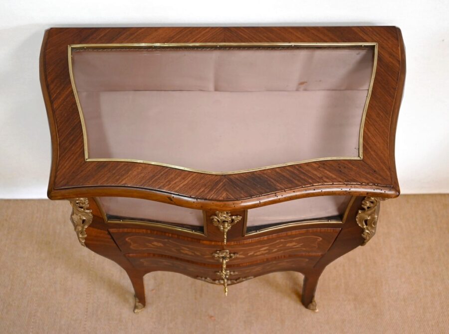 Petite Commode Vitrine en Acajou et Bois de Violette, style Louis XV – Fin XIXe – Image 5