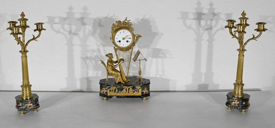 Garniture de Cheminée « La Harpiste » - XIXe