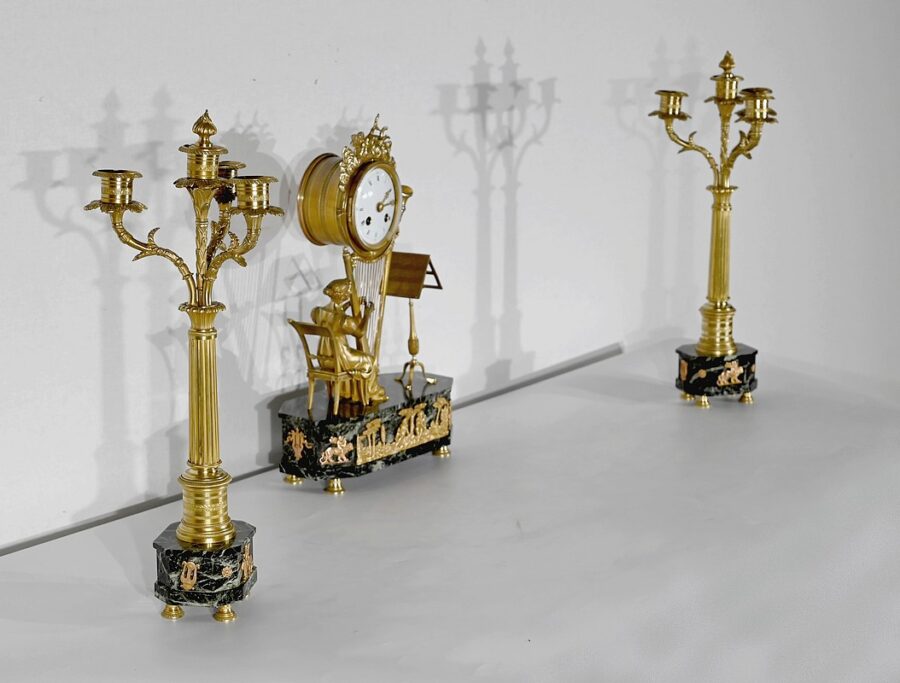 Garniture de Cheminée « La Harpiste » - XIXe – Image 2