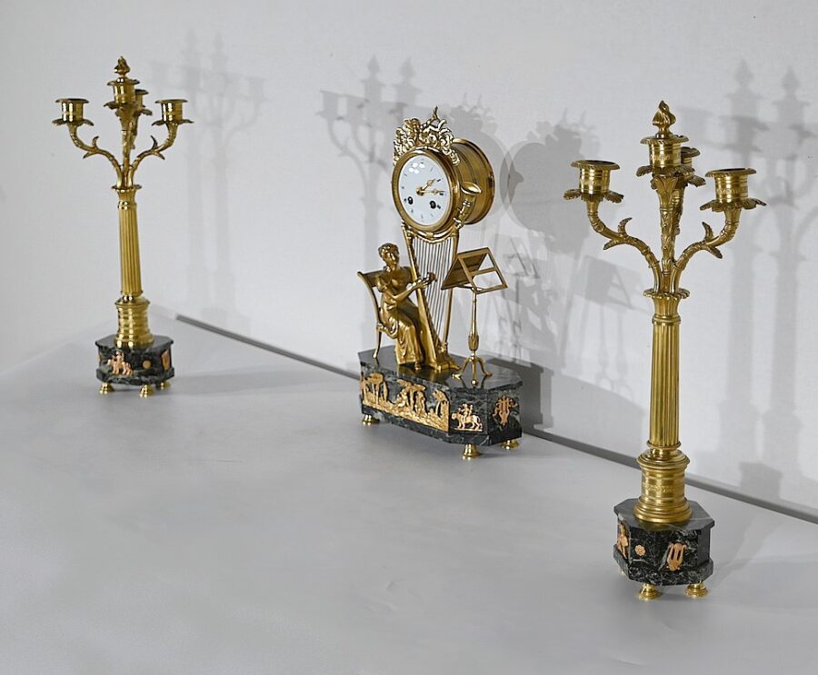 Garniture de Cheminée « La Harpiste » - XIXe – Image 3