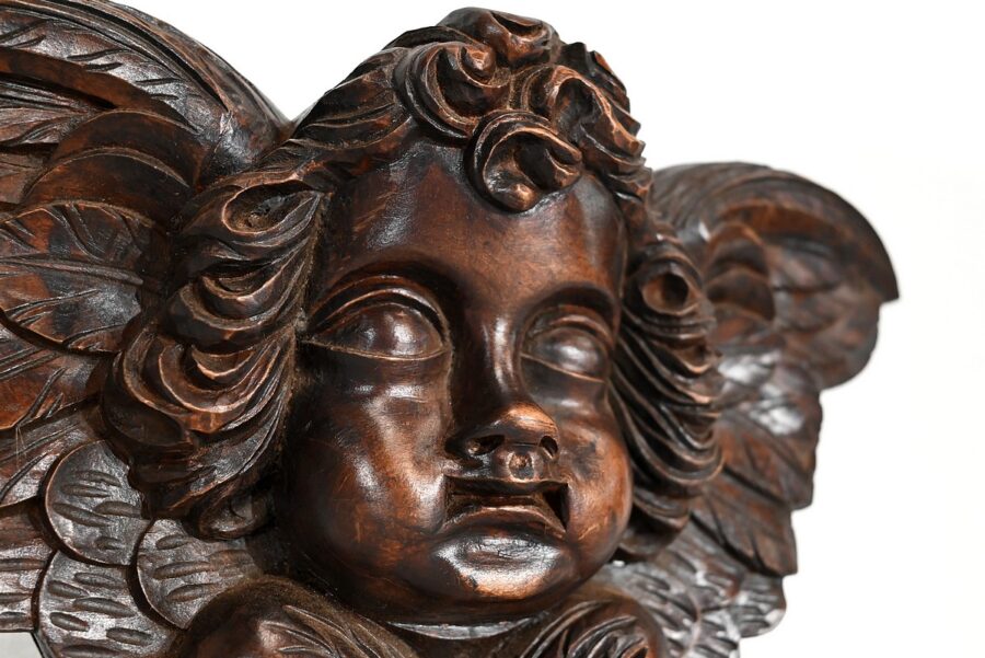 Paire d’Angelots en Bois Sculpté – Fin XIXe – Image 10