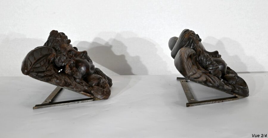 Paire d’Angelots en Bois Sculpté – Fin XIXe – Image 14