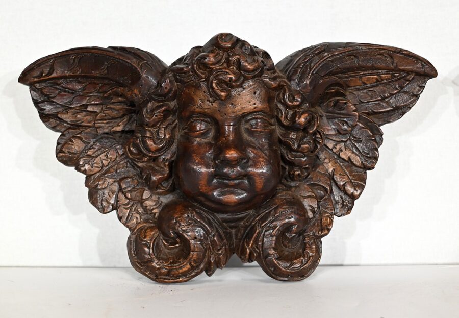 Paire d’Angelots en Bois Sculpté – Fin XIXe – Image 4