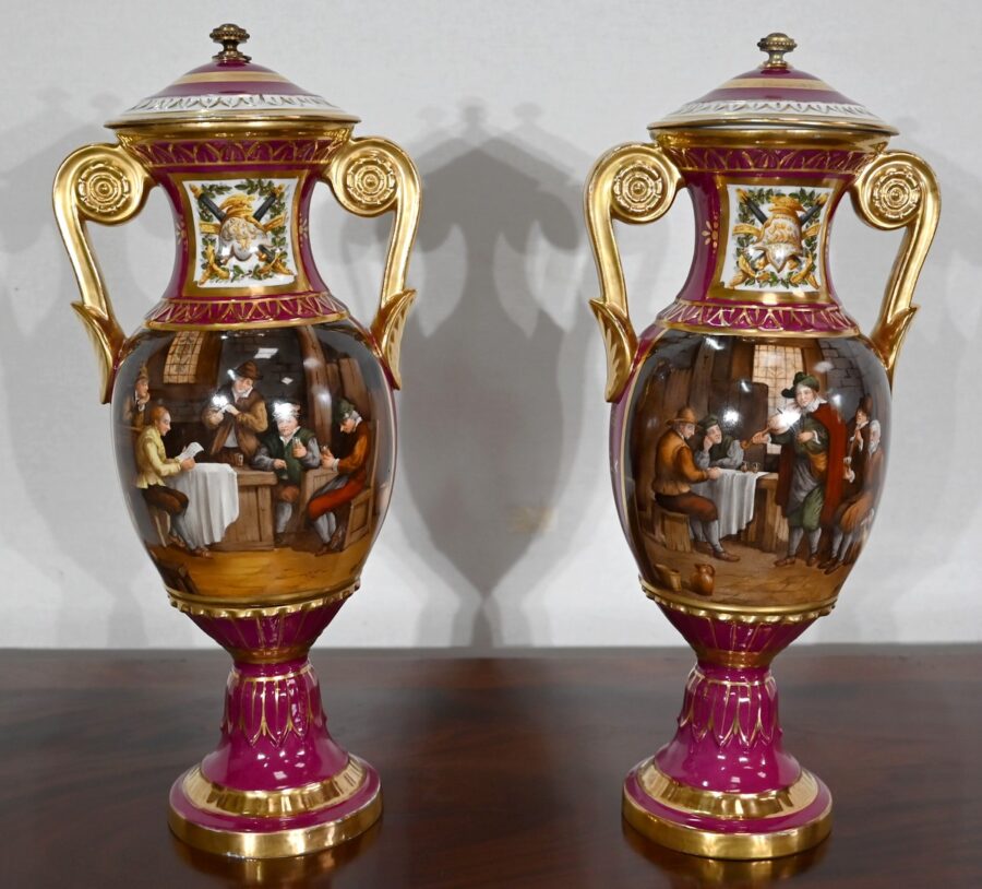 Paire de Vases en Porcelaine de Paris – Début XXe – Image 2