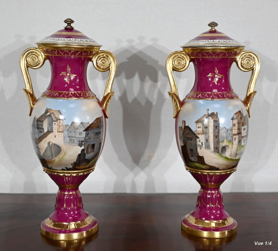 Paire de Vases en Porcelaine de Paris – Début XXe – Image 13