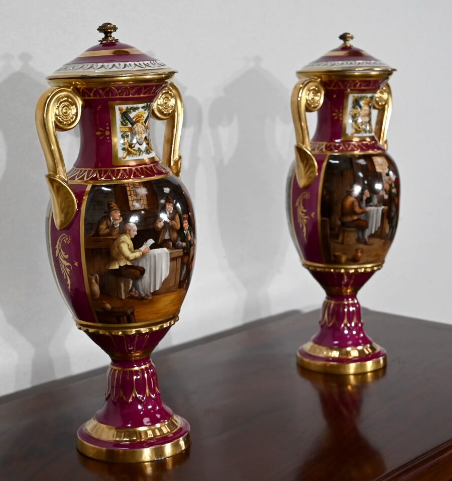 Paire de Vases en Porcelaine de Paris – Début XXe – Image 3