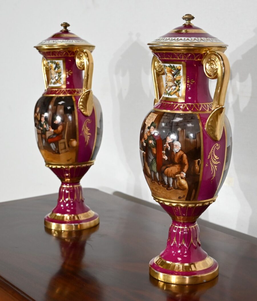 Paire de Vases en Porcelaine de Paris – Début XXe – Image 4