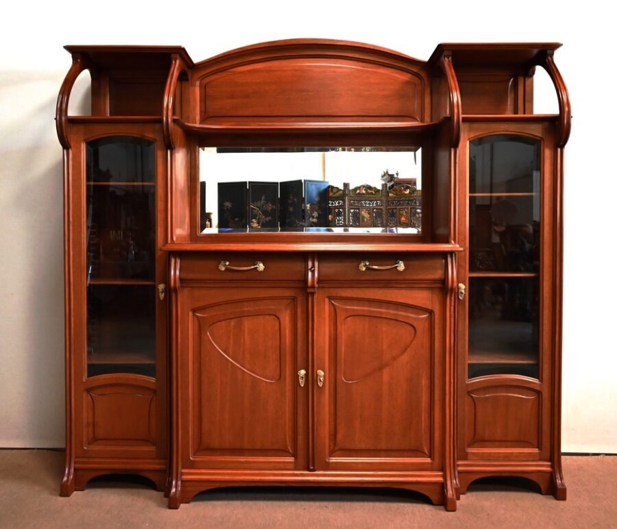 Important Buffet Vitrine en Acajou, attribué à la Maison E. Diot, Art Nouveau – 1900