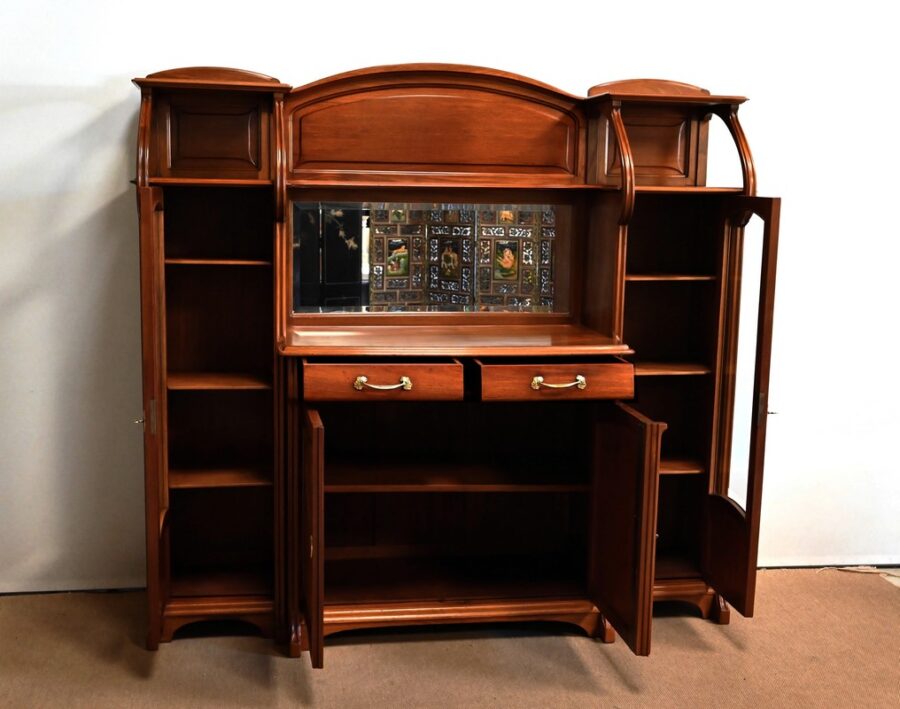 Important Buffet Vitrine en Acajou, attribué à la Maison E. Diot, Art Nouveau – 1900 – Image 4
