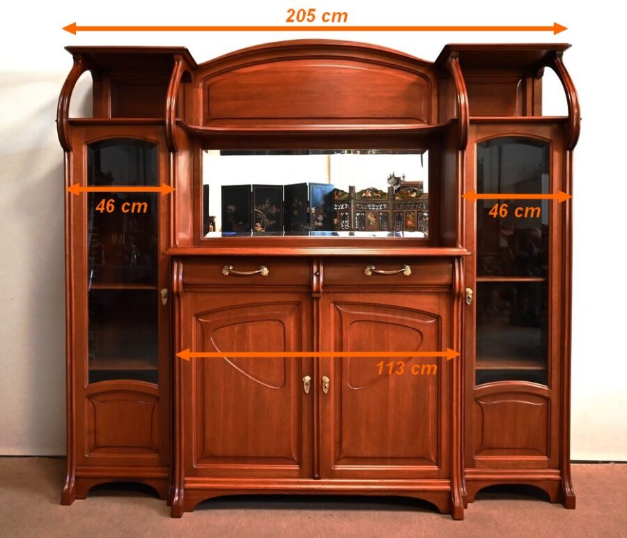 Important Buffet Vitrine en Acajou, attribué à la Maison E. Diot, Art Nouveau – 1900 – Image 41