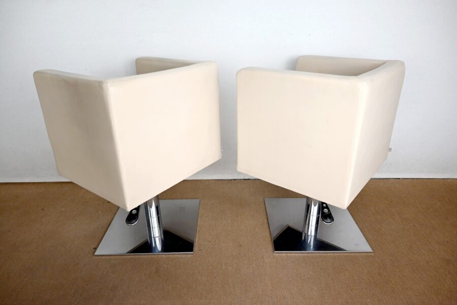Paire de Fauteuils Pivotants « Palladium » en Simili Cuir – XXe – Image 11