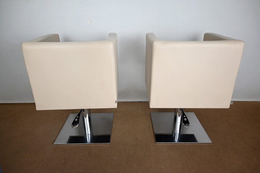 Paire de Fauteuils Pivotants « Palladium » en Simili Cuir – XXe – Image 12