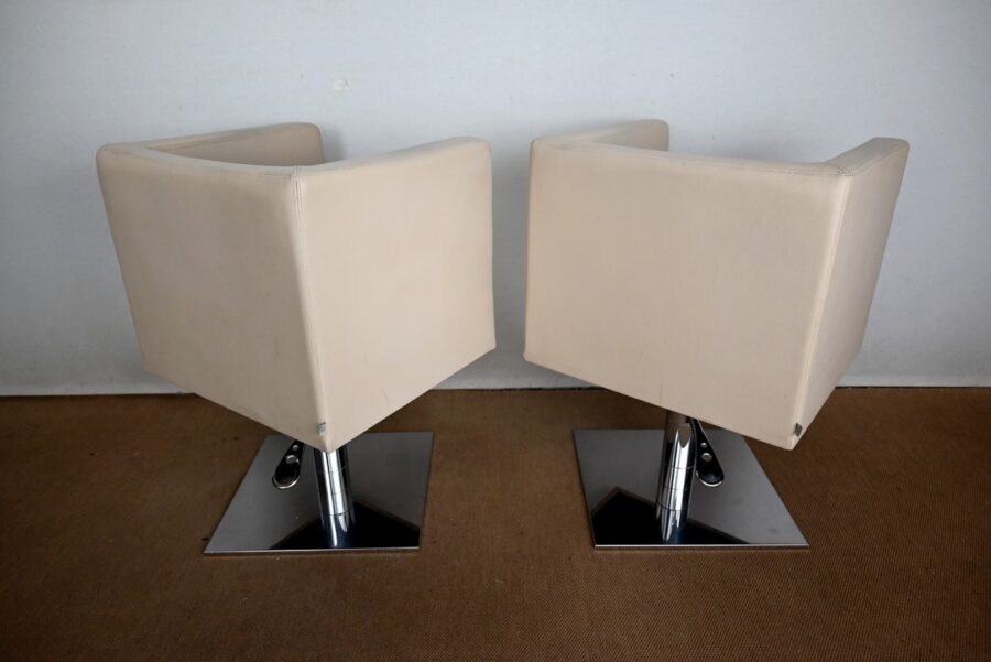 Paire de Fauteuils Pivotants « Palladium » en Simili Cuir – XXe – Image 13