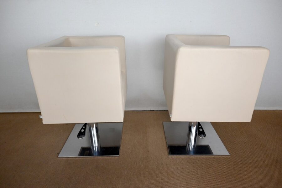 Paire de Fauteuils Pivotants « Palladium » en Simili Cuir – XXe – Image 14