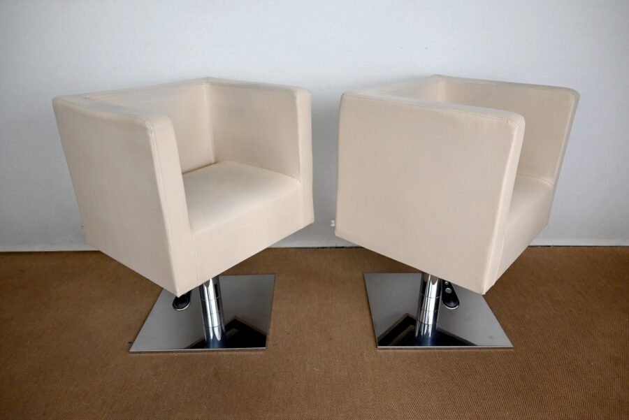 Paire de Fauteuils Pivotants « Palladium » en Simili Cuir – XXe – Image 15