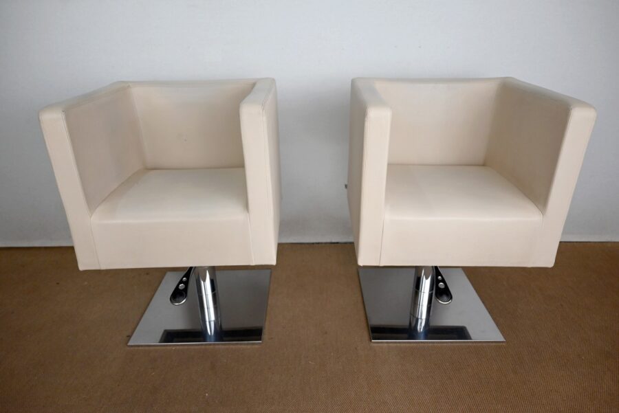 Paire de Fauteuils Pivotants « Palladium » en Simili Cuir – XXe – Image 16