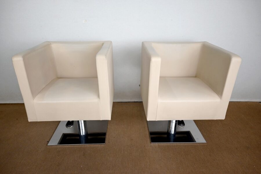 Paire de Fauteuils Pivotants « Palladium » en Simili Cuir – XXe – Image 17