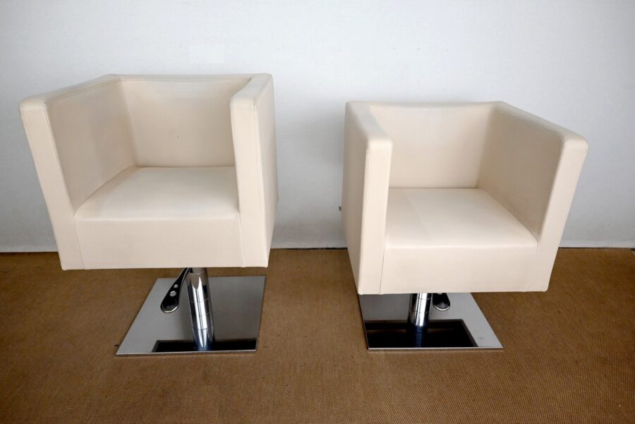 Paire de Fauteuils Pivotants « Palladium » en Simili Cuir – XXe – Image 19