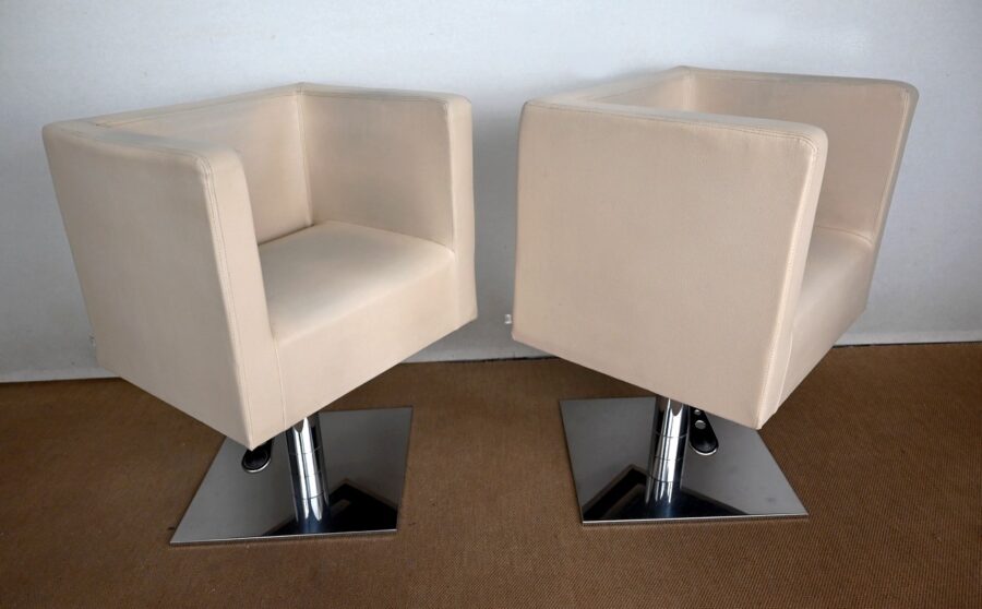 Paire de Fauteuils Pivotants « Palladium » en Simili Cuir – XXe – Image 2