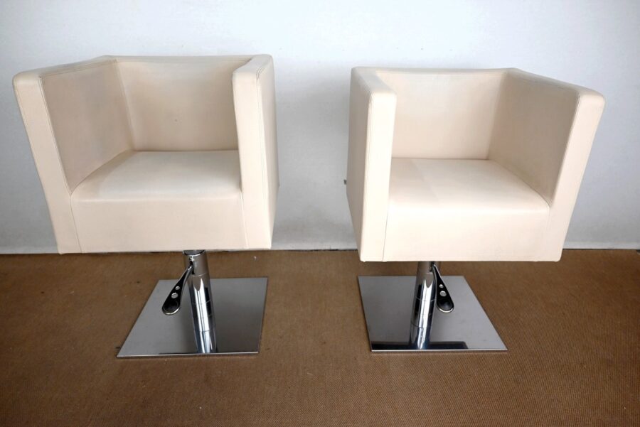 Paire de Fauteuils Pivotants « Palladium » en Simili Cuir – XXe – Image 22
