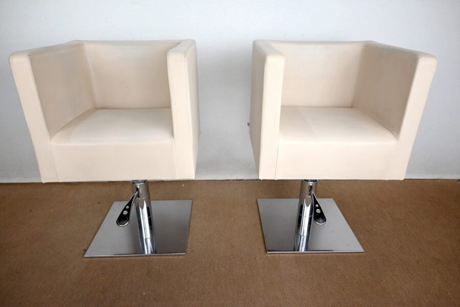 Paire de Fauteuils Pivotants « Palladium » en Simili Cuir – XXe – Image 23