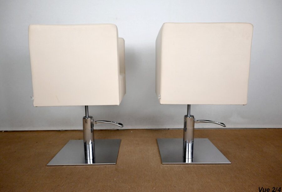 Paire de Fauteuils Pivotants « Palladium » en Simili Cuir – XXe – Image 27