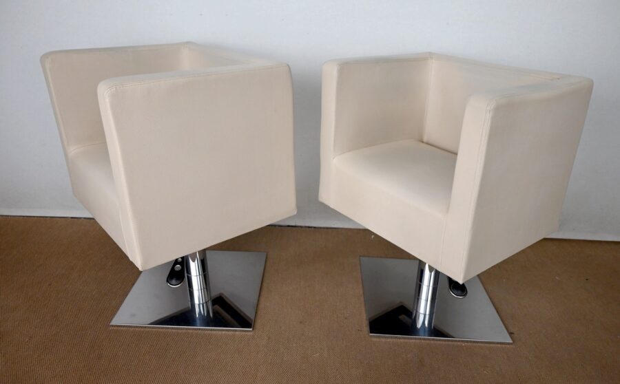 Paire de Fauteuils Pivotants « Palladium » en Simili Cuir – XXe – Image 3