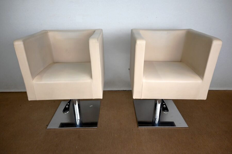 Paire de Fauteuils Pivotants « Palladium » en Simili Cuir – XXe – Image 7