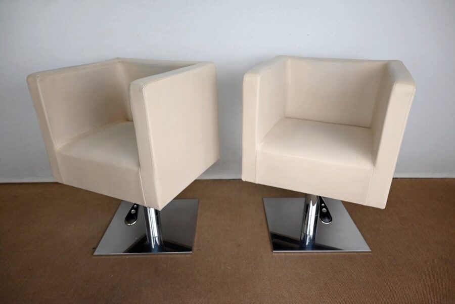 Paire de Fauteuils Pivotants « Palladium » en Simili Cuir – XXe – Image 8