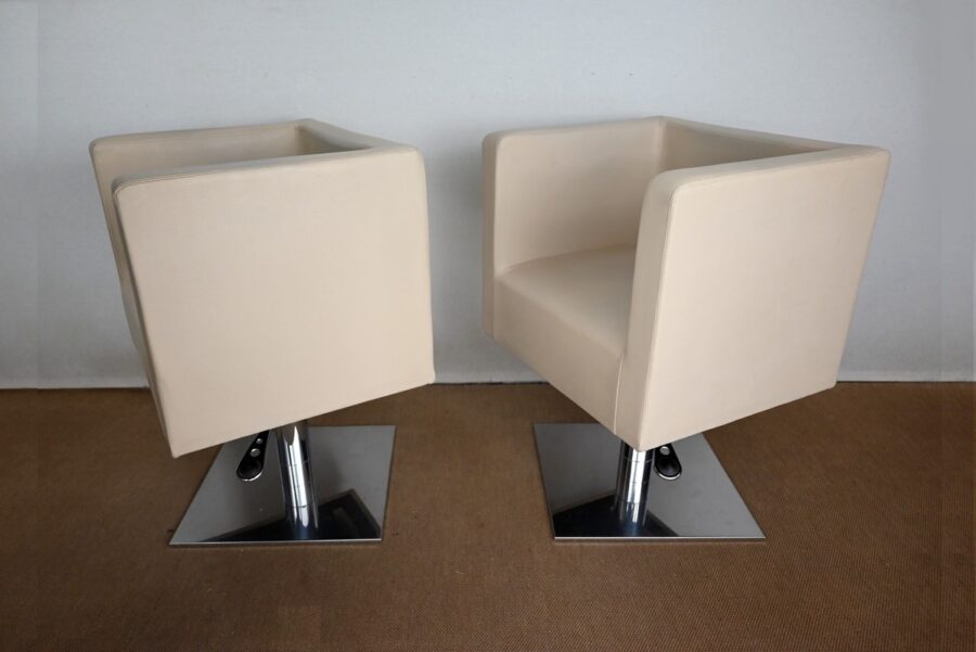 Paire de Fauteuils Pivotants « Palladium » en Simili Cuir – XXe – Image 9