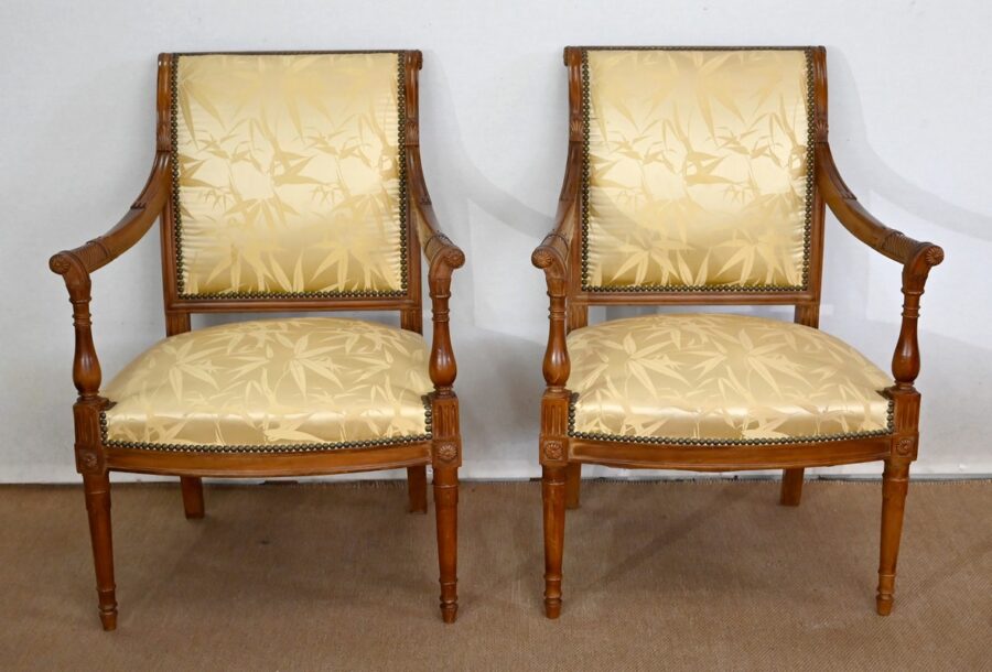 Paire de Fauteuils en Acajou, style Louis XVI / Directoire – Début XIXe