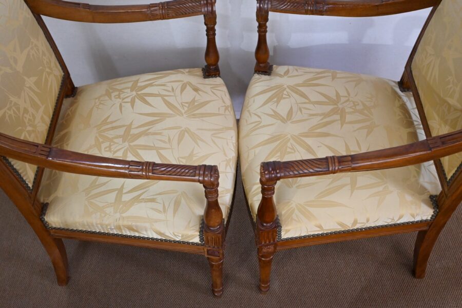 Paire de Fauteuils en Acajou, style Louis XVI / Directoire – Début XIXe – Image 11