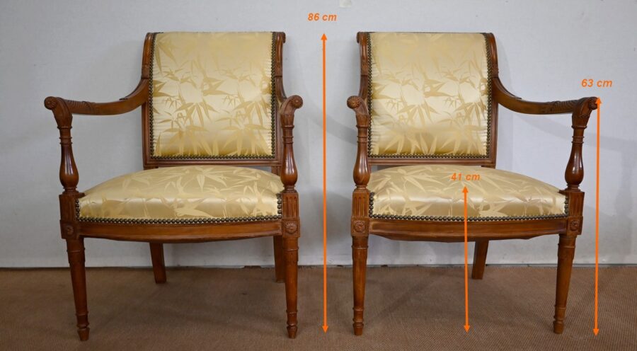 Paire de Fauteuils en Acajou, style Louis XVI / Directoire – Début XIXe – Image 20
