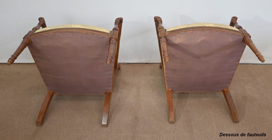 Paire de Fauteuils en Acajou, style Louis XVI / Directoire – Début XIXe – Image 22