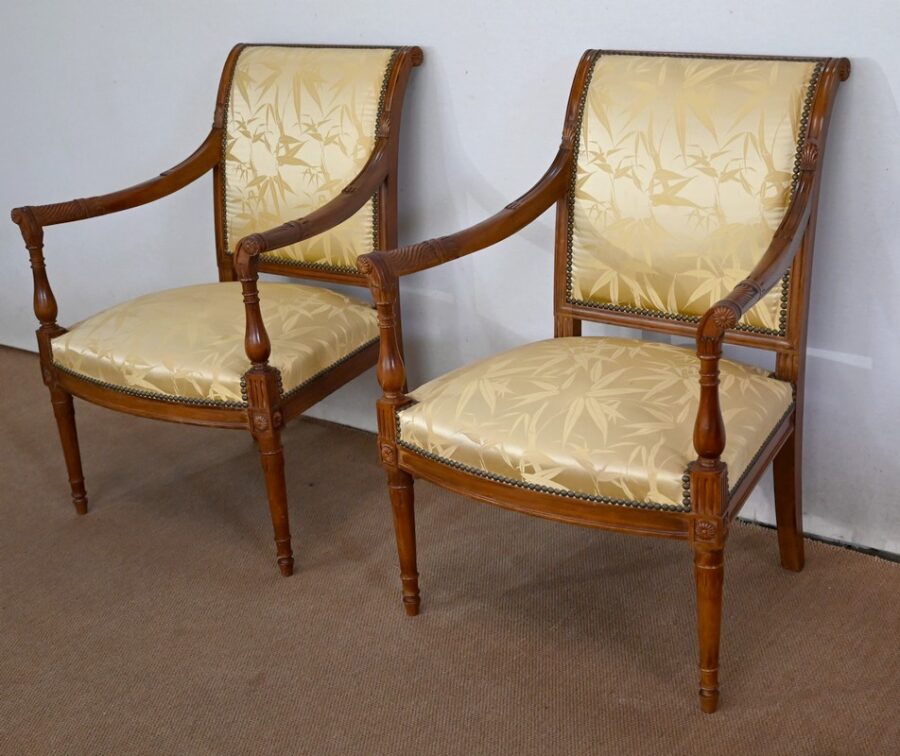 Paire de Fauteuils en Acajou, style Louis XVI / Directoire – Début XIXe – Image 3
