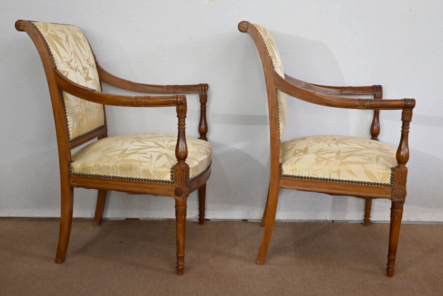 Paire de Fauteuils en Acajou, style Louis XVI / Directoire – Début XIXe – Image 15
