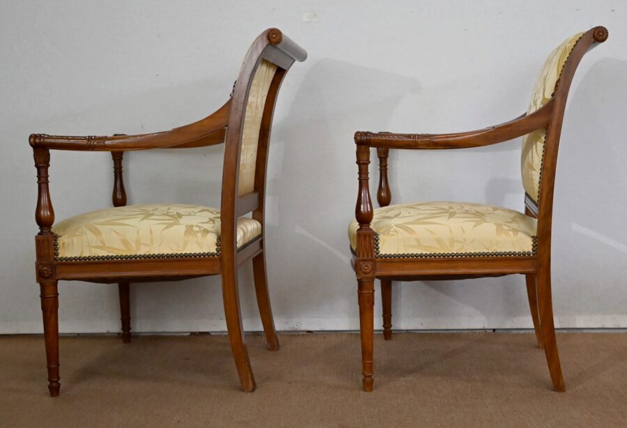 Paire de Fauteuils en Acajou, style Louis XVI / Directoire – Début XIXe – Image 16