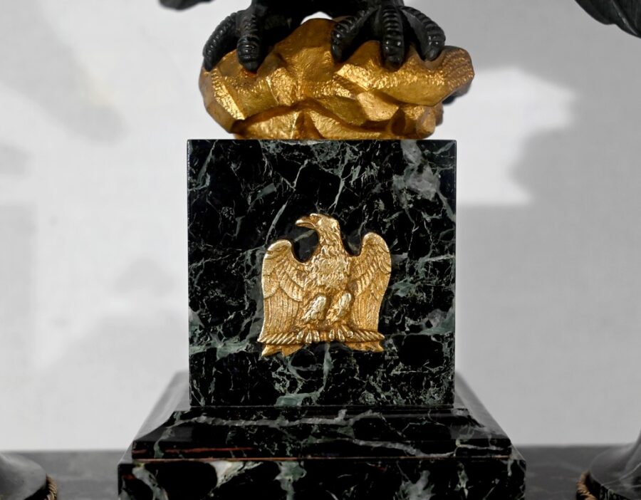 Rare Nécessaire de Bureau en Marbre et Bronze, style Empire – 2ème moitié du XIXe – Image 10