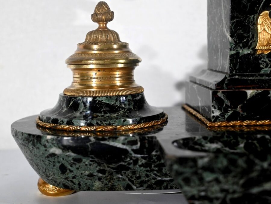 Rare Nécessaire de Bureau en Marbre et Bronze, style Empire – 2ème moitié du XIXe – Image 11