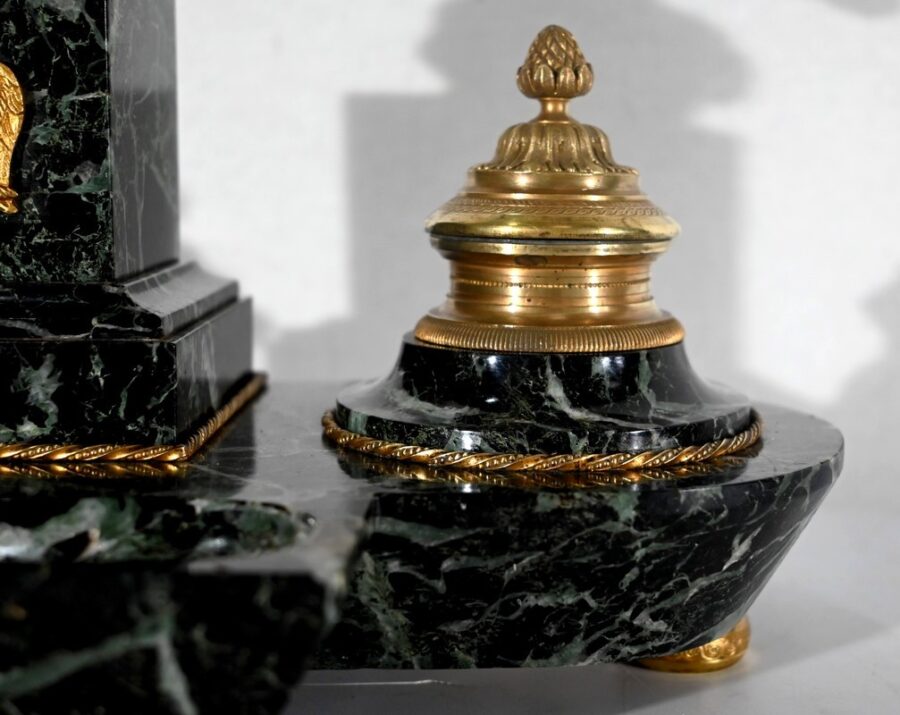 Rare Nécessaire de Bureau en Marbre et Bronze, style Empire – 2ème moitié du XIXe – Image 12