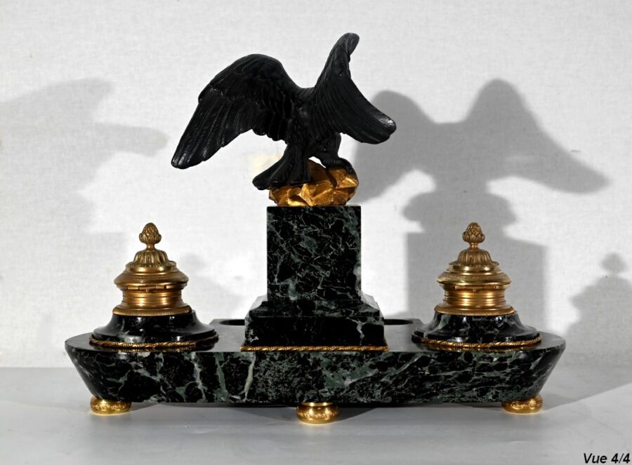 Rare Nécessaire de Bureau en Marbre et Bronze, style Empire – 2ème moitié du XIXe – Image 19