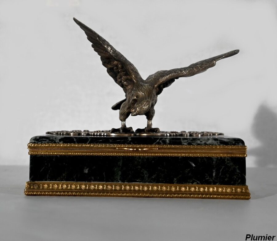 Rare Nécessaire de Bureau en Marbre et Bronze, style Empire – 2ème moitié du XIXe – Image 24